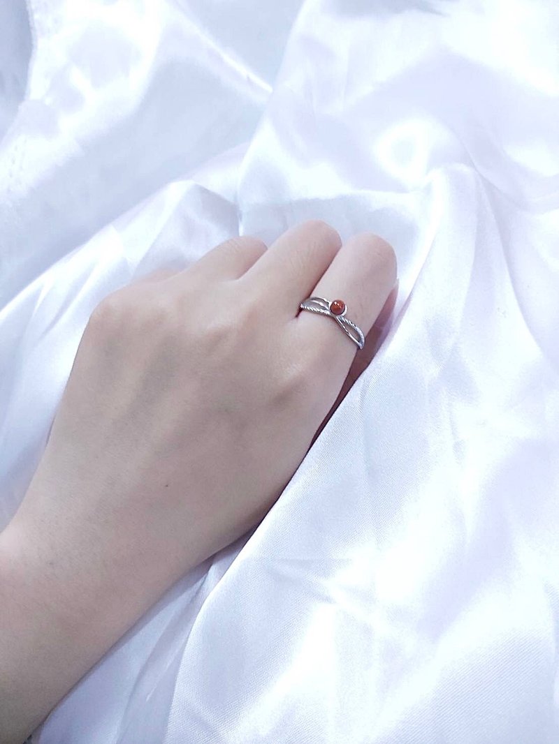 心忱-瑪瑙 戒指/可調整式戒圍 - 戒指 - 石頭 紅色