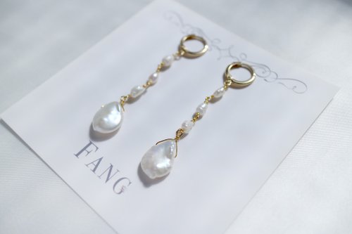 FANG JEWELS 【巴洛克淡水珍珠耳環】純白