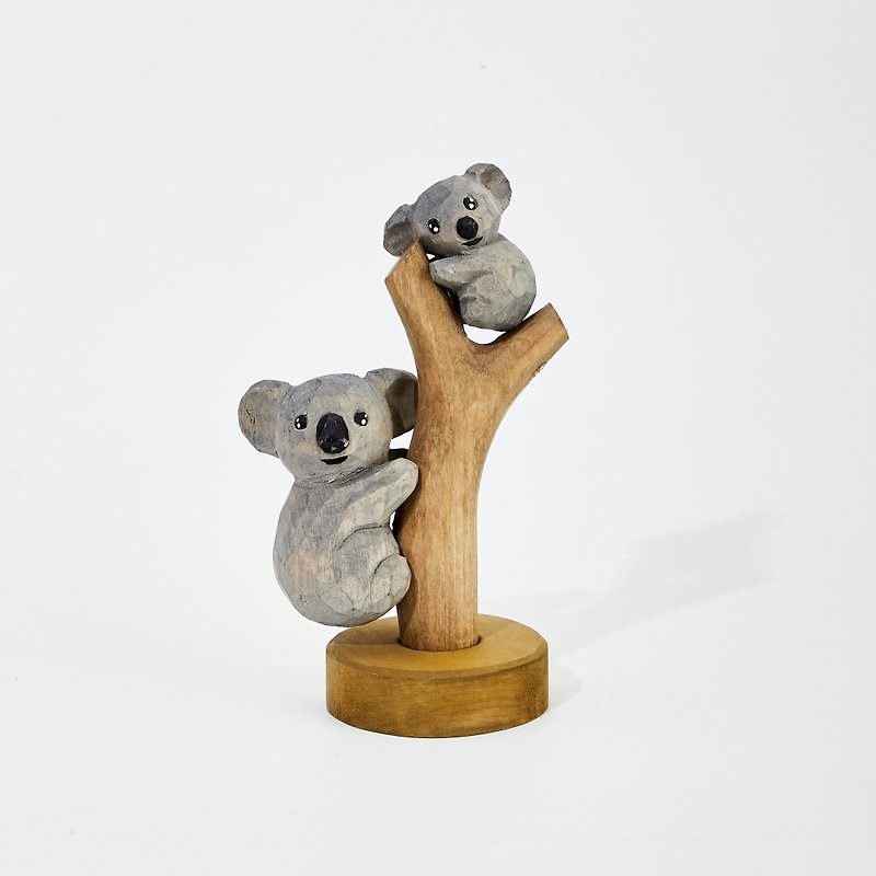 Koko Carved Wooden Koala on Tree - Items for Display - Wood Orange