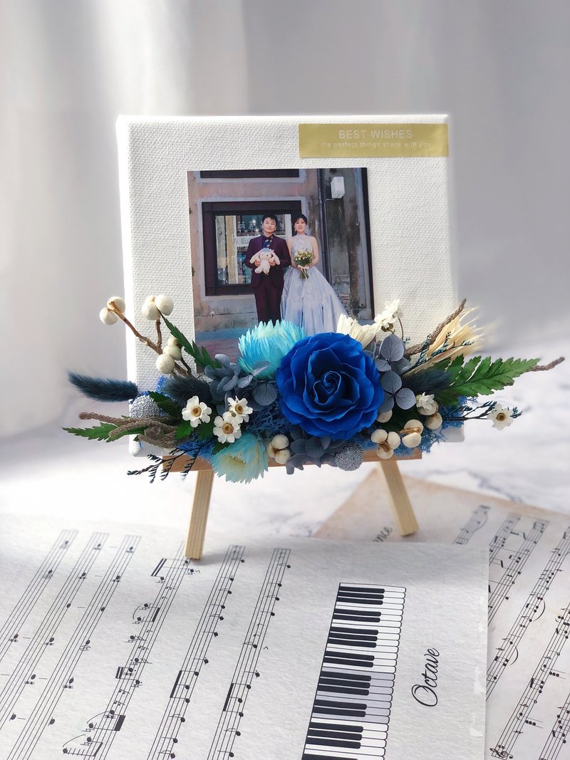 相框式方型畫布浮雕花畫含架子 婚禮佈置 婚禮小物 油畫設計 - 乾燥花/永生花 - 植物．花 藍色