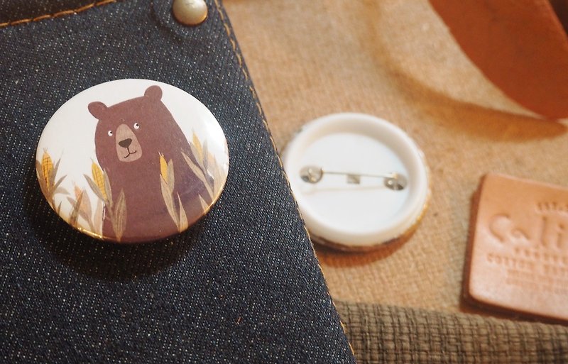Pin badges bear&corn - 徽章/別針 - 其他金屬 多色