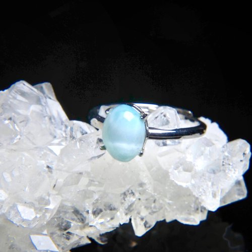 Septetone 能量水晶 一圖一物/天然海紋石拉尼瑪925銀戒指 純銀活口戒指 穩定情緒