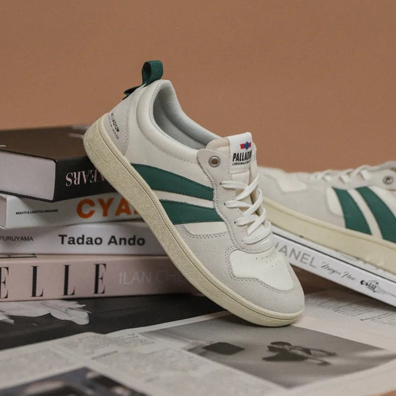 PALLADIUM PALLACUP FLAME LTH 復古休閒鞋 白/綠 74485-193 - 男休閒鞋 - 其他材質 多色