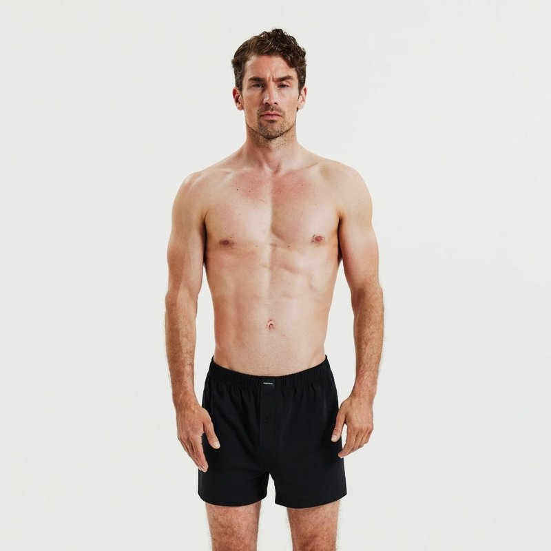 Bread & Boxers 兩件組 Jersey Boxer 柔彈平口內褲 - 黑 - 男內衣褲 - 棉．麻 黑色