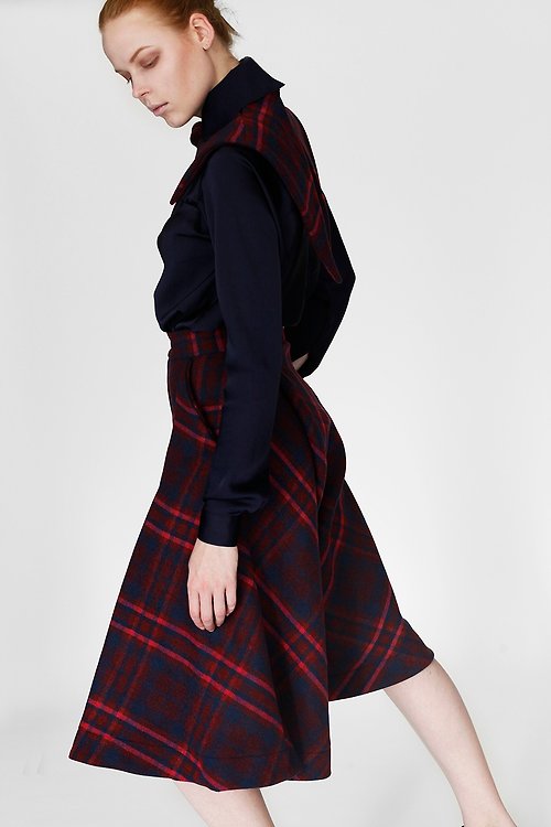 YOJIRO KAKE 掛 洋二郎 羊毛褲裙: 格紋: 義大利製: 一片式剪裁