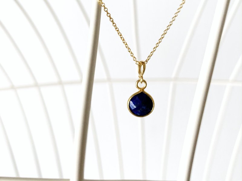 Lucky Stone Lapis Lazuli Necklace (K14GF) - สร้อยคอ - เครื่องประดับพลอย สีน้ำเงิน