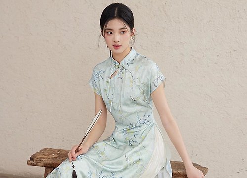 初蟬 新中式復古中國風 奧黛改良立領高腰 上衣/褲子/半裙
