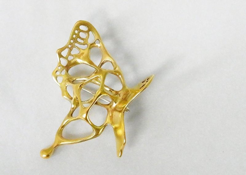 Butterfly-pin - 胸針 - 其他金屬 金色