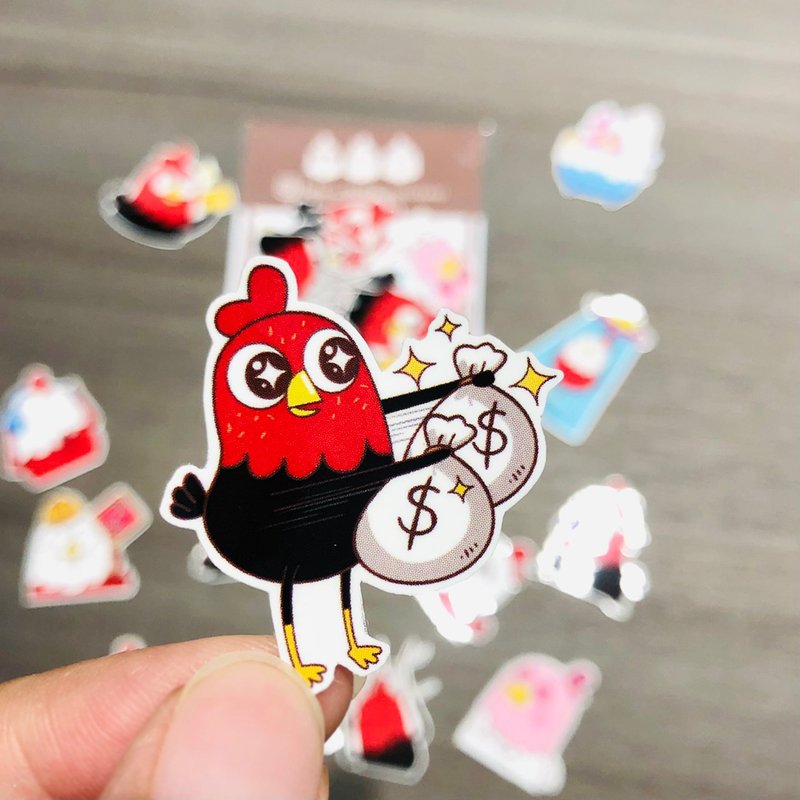 | Funny Three Chickens | Sticker Pack-Shopping - สติกเกอร์ - วัสดุกันนำ้ 