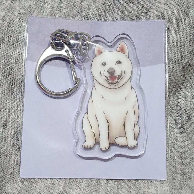 白柴犬-壓克力吊飾(鑰匙圈)-雙面圖案-新廠商 - 鑰匙圈/鑰匙包 - 壓克力 
