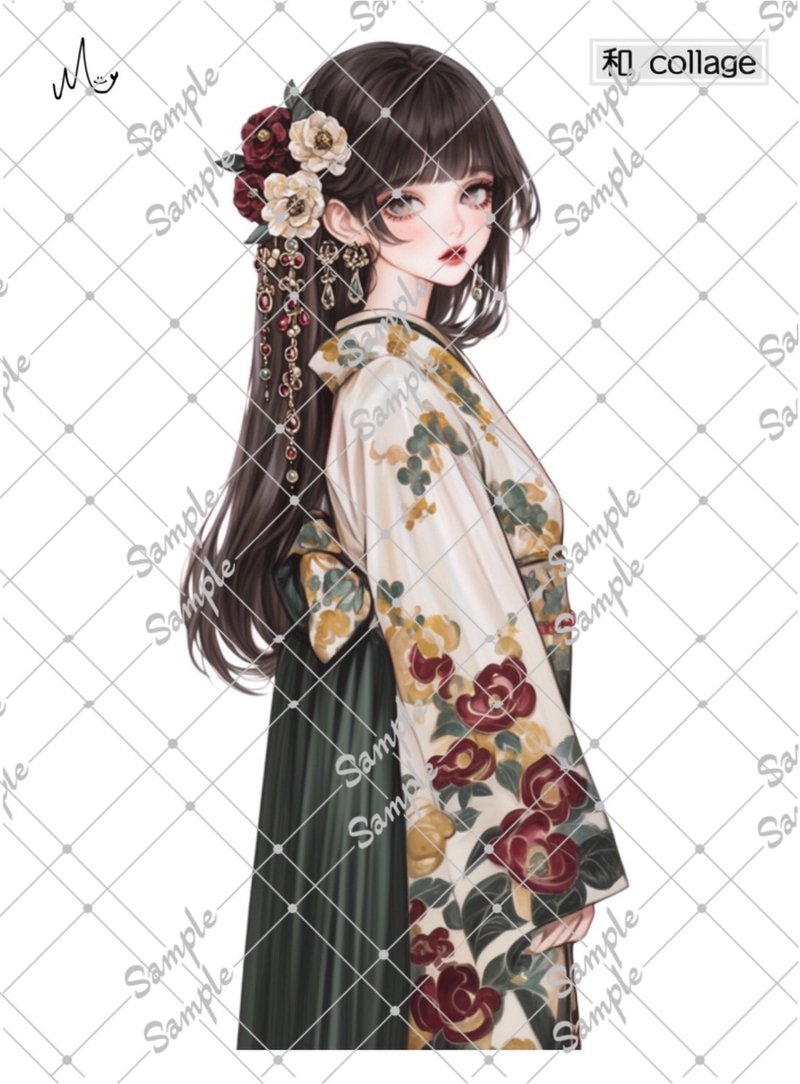 原創人物貼紙 和風系列 期間限定至1月10日 - 貼紙 - 紙 