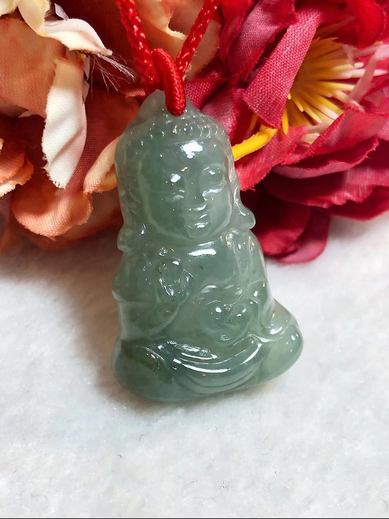 Treasure Crystal Stone/ natural emerald A goods / ice kinds of baby Buddha / security and peace / pregnant women essential / Buddha / Buddha Prince - สร้อยคอ - หยก สีเขียว
