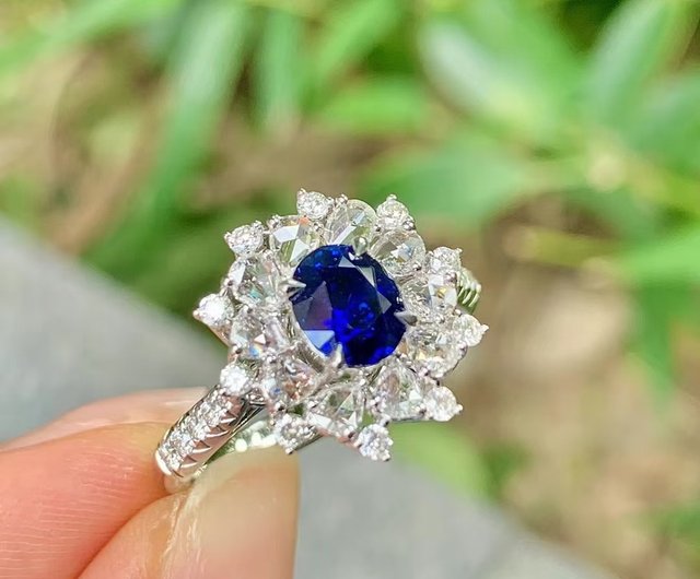 Taipei Aos Jewelry 1.06ct 未焼成ロイヤルブルーサファイア リング - ショップ  台北オージージュエリー➤カスタマイズされたモアッサナイト、モアッサナイト リング・指輪 - Pinkoi