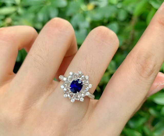 Taipei Aos Jewelry 1.06ct 未焼成ロイヤルブルーサファイア リング - ショップ  台北オージージュエリー➤カスタマイズされたモアッサナイト、モアッサナイト リング・指輪 - Pinkoi