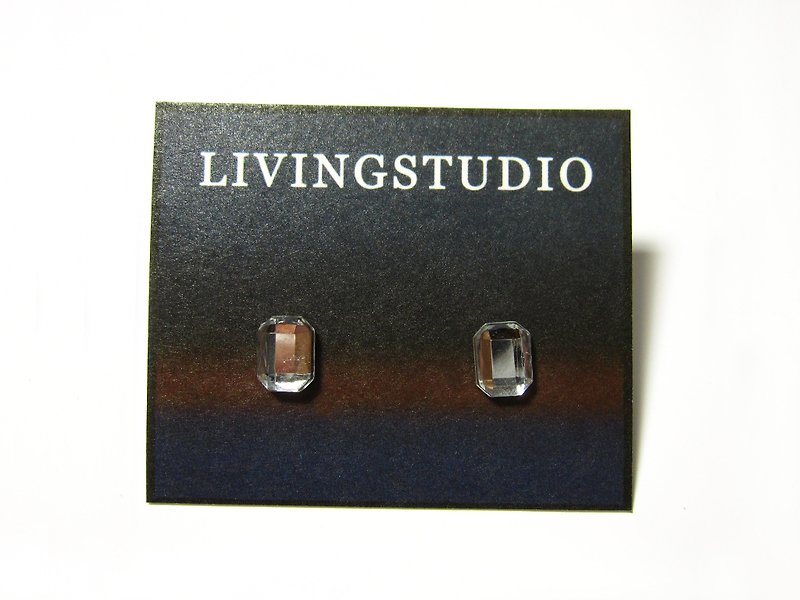 Hand ♁ square diamond earrings (black / clear / transparent color) - ต่างหู - พลาสติก สีดำ