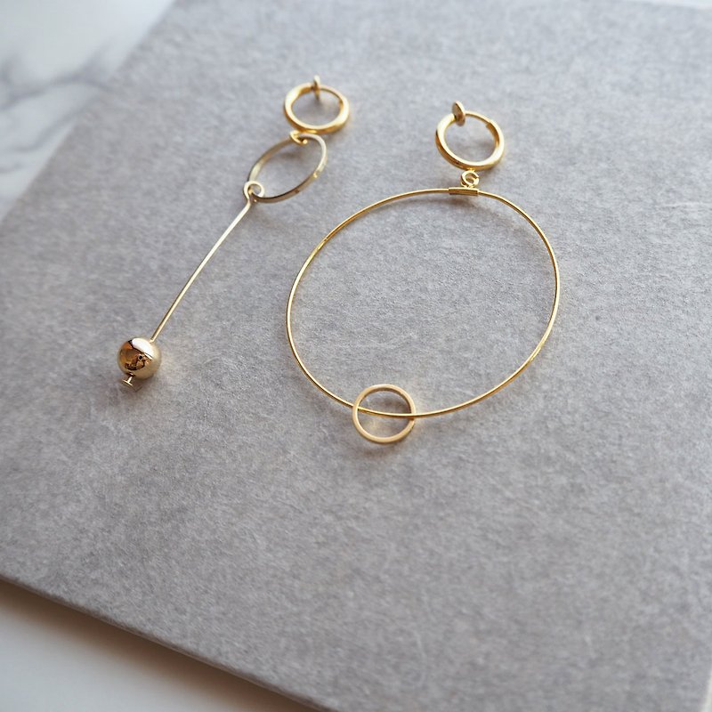 Asymmetric Pendulum Earrings - Earrings & Clip-ons - Other Metals Gold
