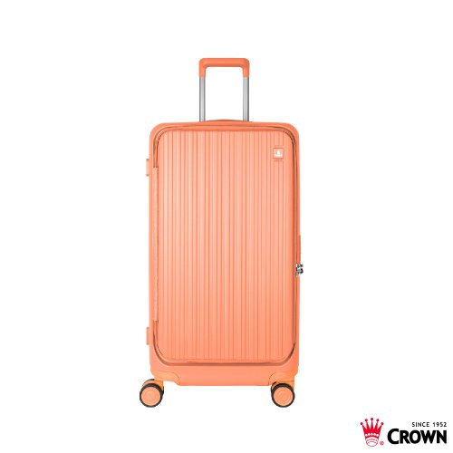 CROWN 皇冠行李箱 【CROWN】28吋 BOXY 前開框架胖胖拉桿箱 託運箱 蜜桃粉橘