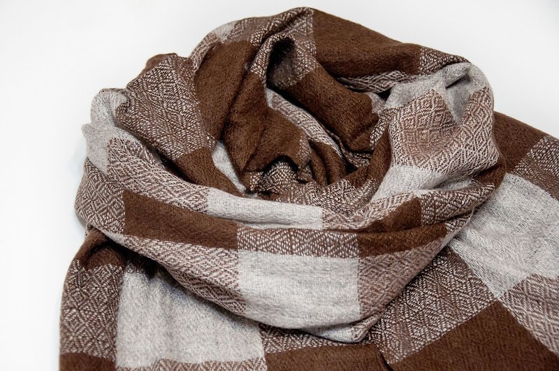 Cashmere Cashmere / Knitted Scarf / Pure Wool Scarf / Wool Shaw - Coffee World Travel - Knit Scarves & Wraps - Wool Brown