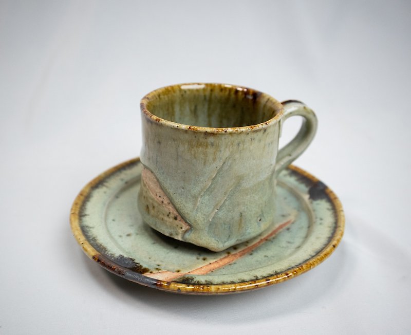Kiln Fire Changed Ougon series 2024 Coffee Cup & Saucer - Cups - Pottery Blue