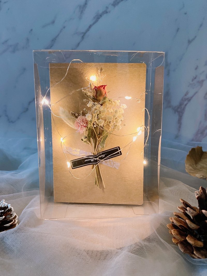 Retro dry rose card birthday card Valentine's day card luminous card spot - ช่อดอกไม้แห้ง - พืช/ดอกไม้ 