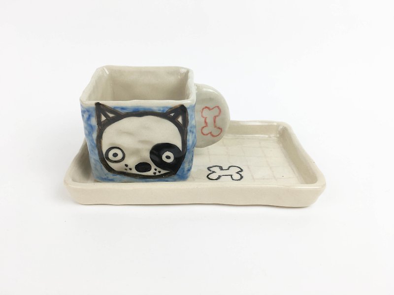 Nice Little Clay Manual Cup Set_Dog Party Cup 0135-11 - Mugs - Pottery Blue