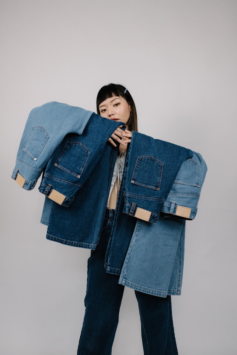 Hongdae jeans - 男長褲/休閒褲 - 棉．麻 藍色