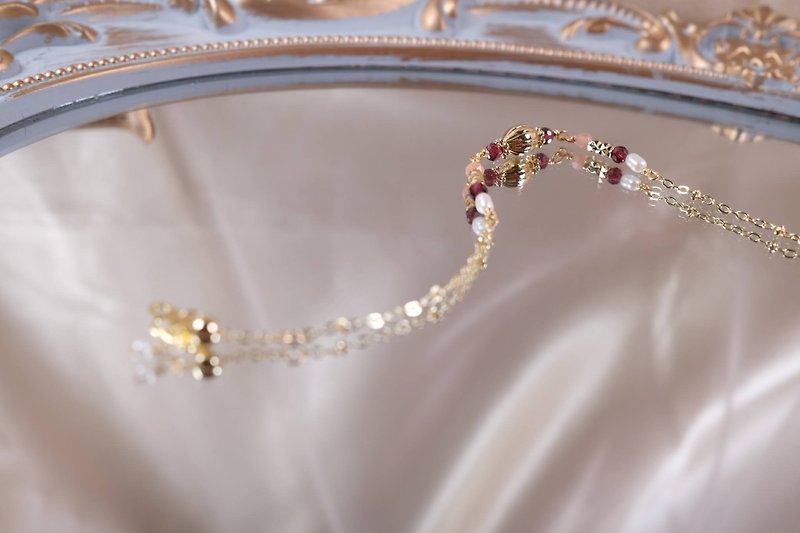 Lianlian. Burgundy bracelet - Earrings & Clip-ons - Crystal Red