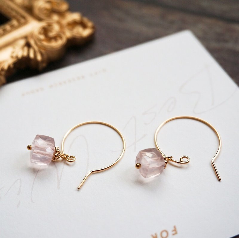 Blossoms Pink Quartz Handmade Pierce Nojess Style - Earrings & Clip-ons - Crystal 