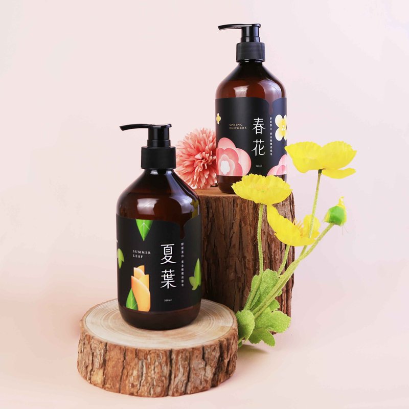 春花/夏葉 黃金橄欖液態皂- 500ml-1組2瓶(贈沐浴袋) - 沐浴乳/沐浴用品 - 塑膠 黑色