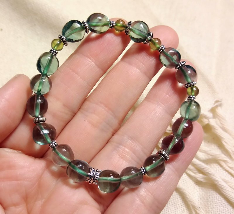 [Bracelet series] green fluorite with bracelet - Bracelets - Gemstone Green