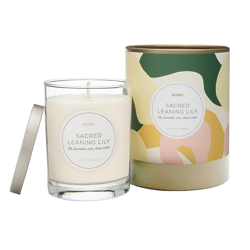 【KOBO】American Soybean Essential Oil Candle-Pure Lily (330g/Can burn 80hr) - Candles & Candle Holders - Wax Yellow