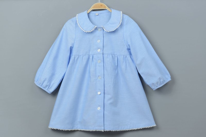 Nordic simple little dress - blue dress hand-made non-toxic children's clothing - อื่นๆ - ผ้าฝ้าย/ผ้าลินิน 