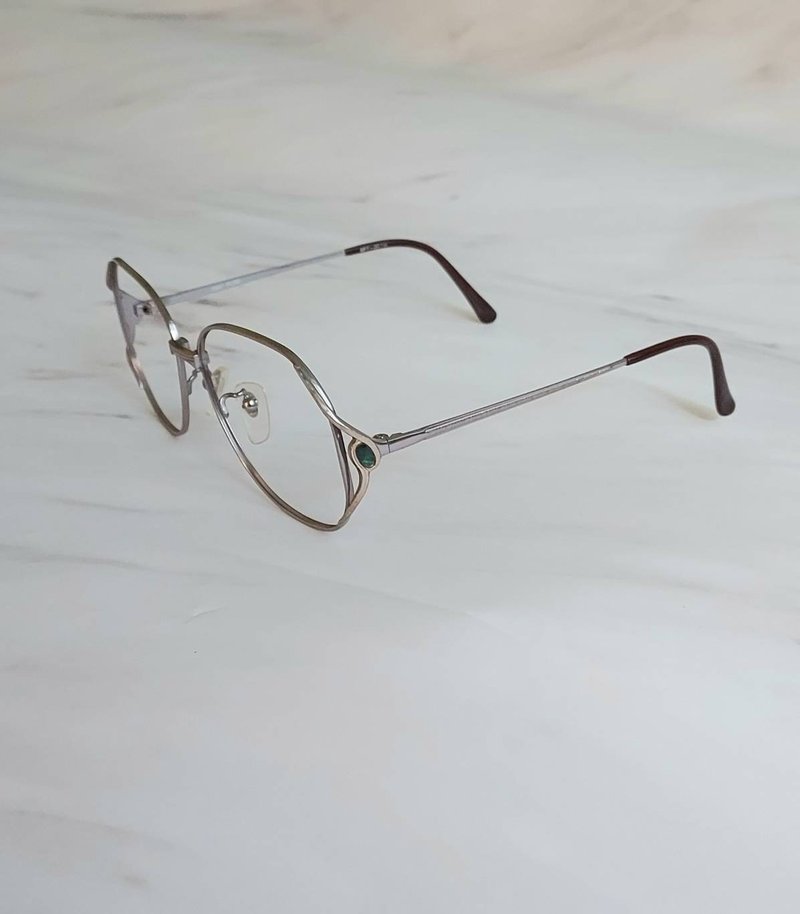 Grand pure titanium alloy inlaid with gold edge Gemstone matte Silver metal frame VINTAGE new - Glasses & Frames - Other Metals 