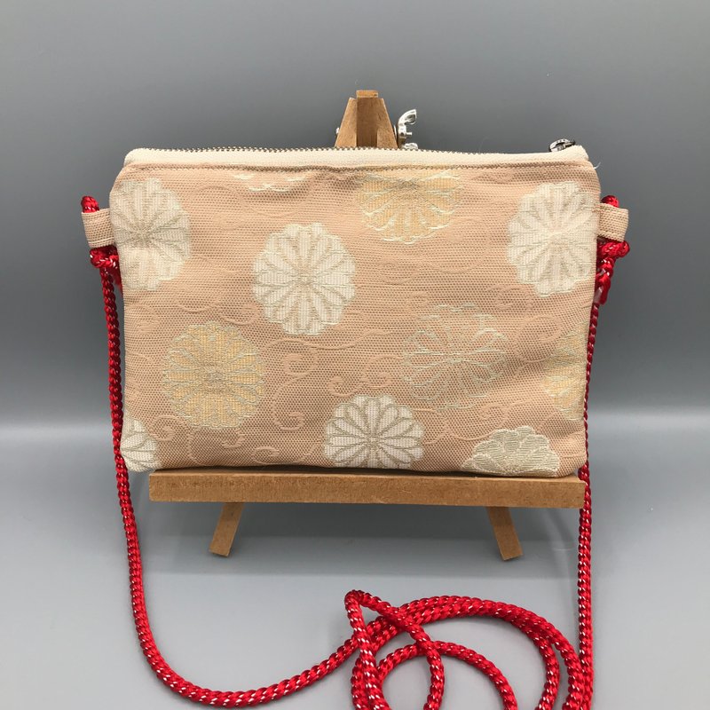 Kimono Obi Remake Sakosh Shoulder Bag - กระเป๋าแมสเซนเจอร์ - ผ้าไหม สีนำ้ตาล