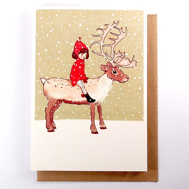 I am sitting on the elk's Christmas card [1973-card Christmas series] - Cards & Postcards - Paper Multicolor