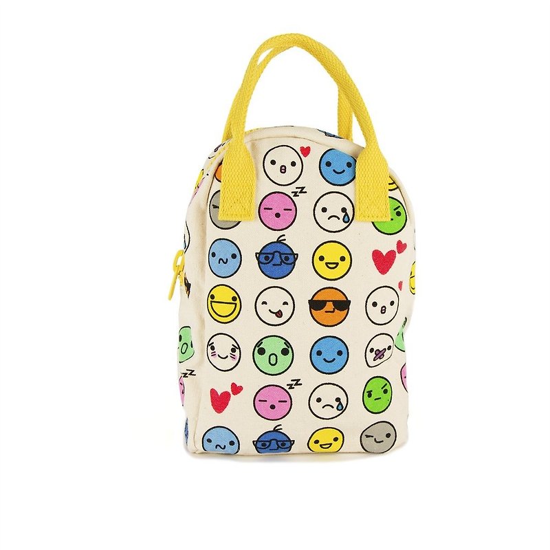 [Canadian fluf organic cotton] portable backpack-(emoji) - กระเป๋าเป้สะพายหลัง - ผ้าฝ้าย/ผ้าลินิน ขาว