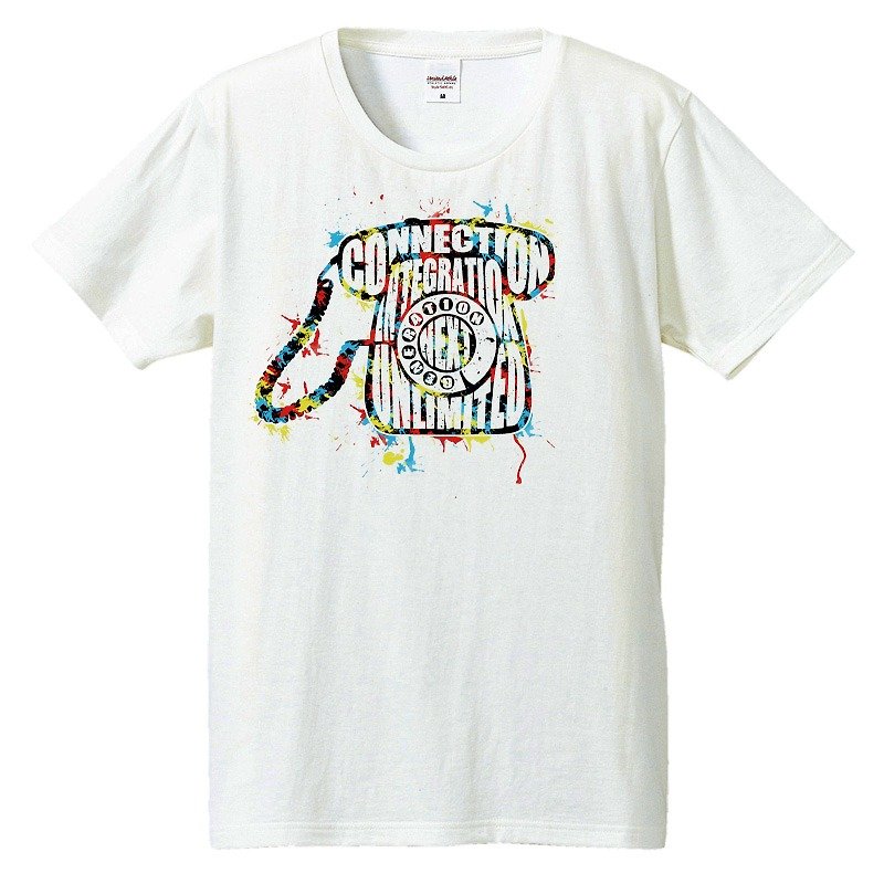 T-shirt / Telephone - เสื้อยืดผู้ชาย - ผ้าฝ้าย/ผ้าลินิน ขาว