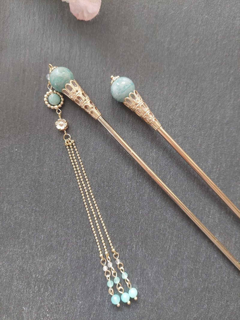 Quanyun Pavilion-Chengbi Classical Style Jade Crystal Hairpin Step by Step - Hair Accessories - Semi-Precious Stones 