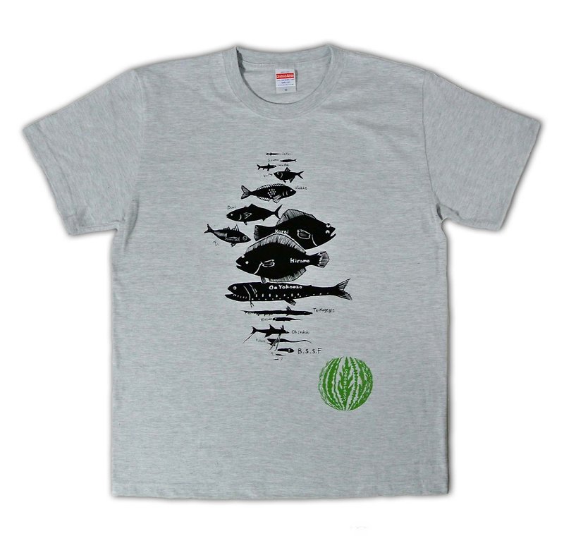 水深別お魚Tシャツ　メンズ - T 恤 - 其他材質 灰色
