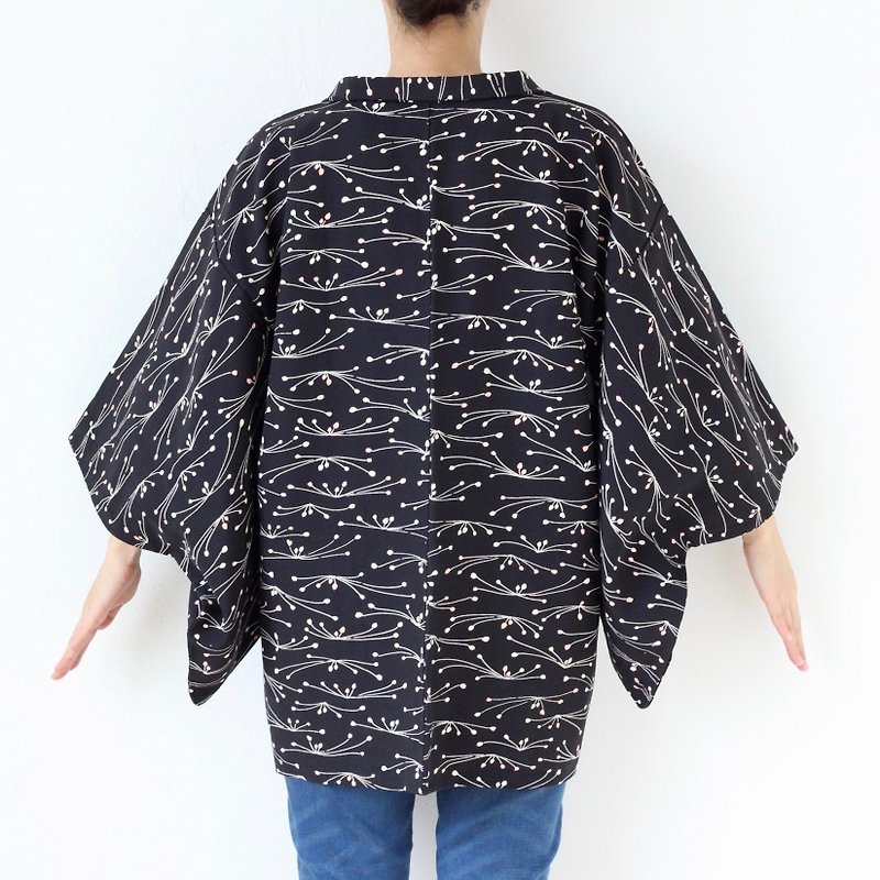 kimono jacket, traditional kimono, authentic kimono, kimono sleeve /4007 - Women's Casual & Functional Jackets - Polyester Black