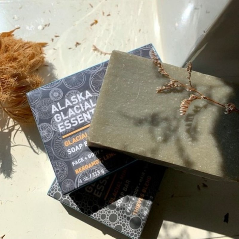 【2 Soaps Pack】Alaska Glacial Facial Mineral Soap Bars I Handmade。Cruelty-free - สบู่ - สารสกัดไม้ก๊อก สีเทา