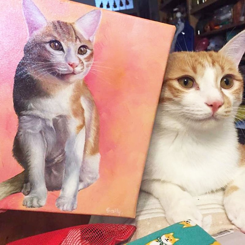 Custom hand-painted pet oil portraits - Customized Portraits - Cotton & Hemp 