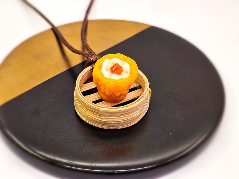 Handmade Glass Hong Kong specialties Siu Mai Pendant - สร้อยคอ - แก้ว สีส้ม