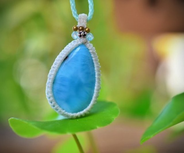 涙ドロップ☆ラリマー マクラメネックレス1188 - ショップ Funky