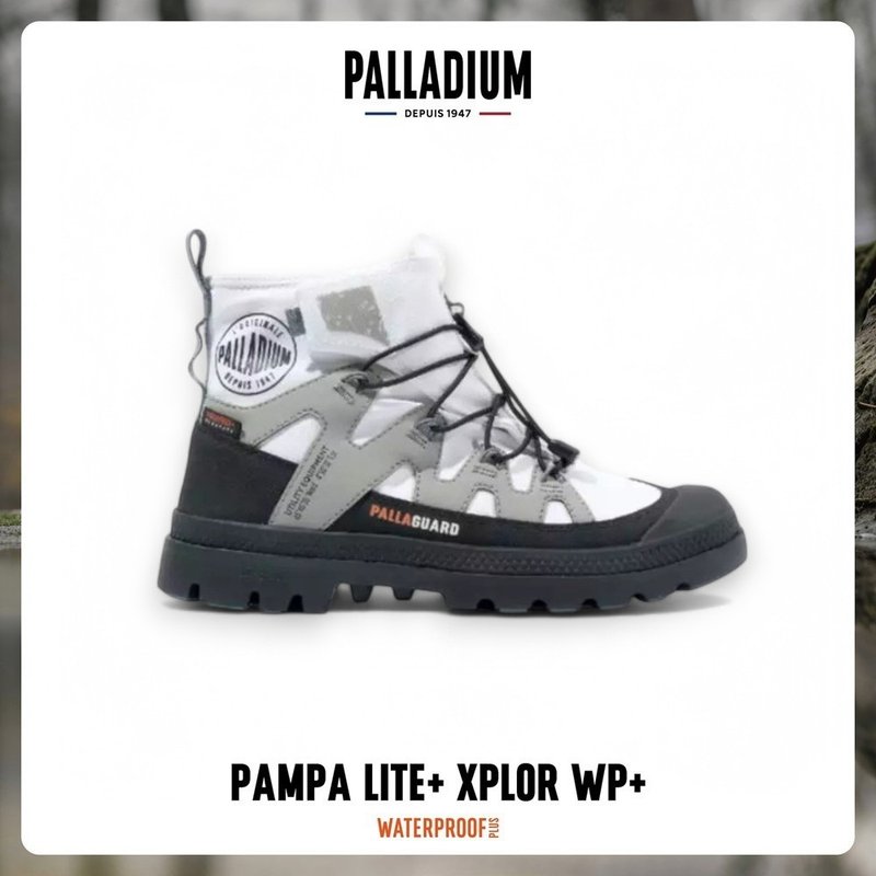 PALLADIUM  PAMPA LITE+ XPLOR WP+快穿防水靴 男女款 白黑 74383 - 雨鞋/防水鞋 - 其他材質 