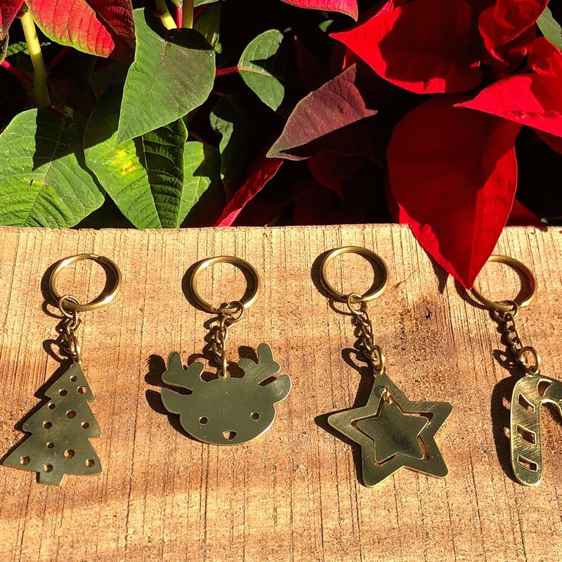 Cultural and creative supplies / Christmas key ring / Bronze/ key ring strap - พวงกุญแจ - ทองแดงทองเหลือง 