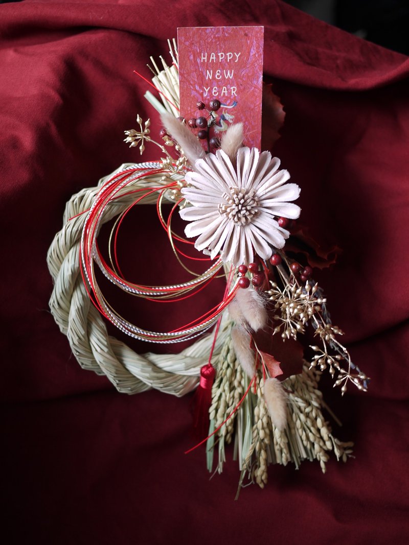 【限量禮品】2024春節稻穗乾燥花注連繩 - 乾燥花/永生花 - 植物．花 紅色