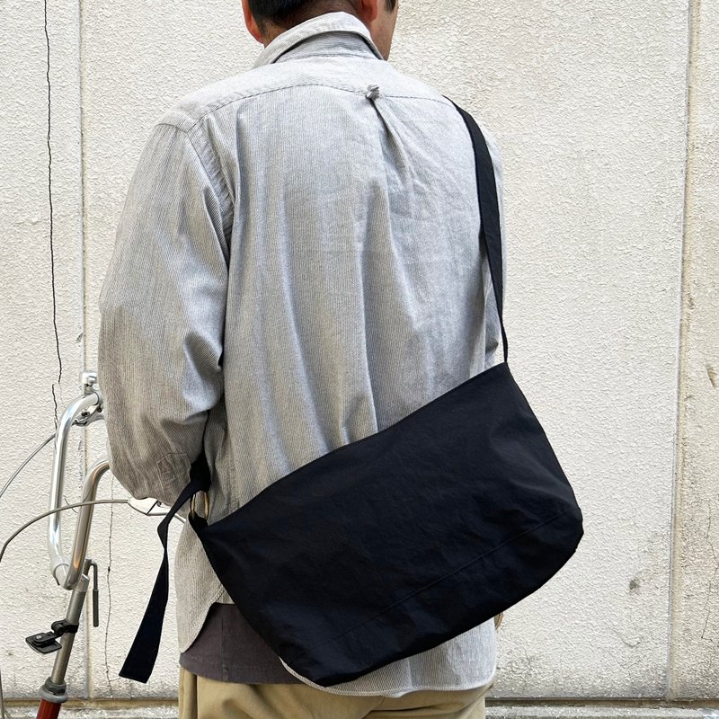 DRIFTER-S Black KONBU Water Repellent Nylon Shoulder Bag - Messenger Bags & Sling Bags - Nylon Black