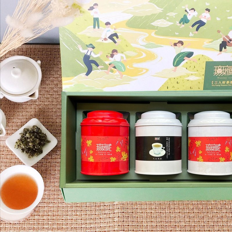 [Charity Tea Gift Box] Wu Zang Taiwanese tea black tea three-pack in a large canned comprehensive tea gift (1 loose tea + 2 tea bags - Tea - Other Materials Multicolor