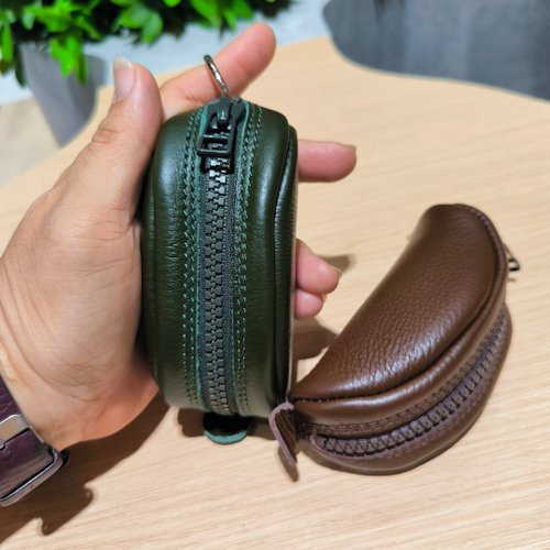 グリーン レザー コインケース シボ レザーライク コインケース （財布・コインケース